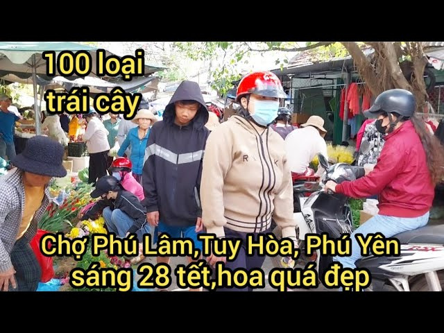 Chợ Ph&uacute; L&acirc;m 28 tết &acirc;m lịch, nhiều loại tr&aacute;i c&acirc;y v&agrave; cả 1 con đường hoa tết.Tuy H&ograve;a, Ph&uacute; Y&ecirc;n
