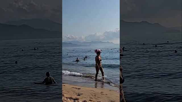 Вьетнам Нячанг сегодня 6 утра +28 жизнь ранним утром набережная пляж море