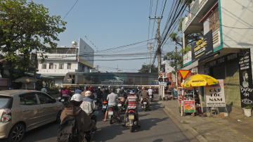 Vietnam Railways train SE 7 and freight train pulled D20E 006 arrives at Tuy Hoa station