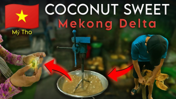 Traditional Vietnamese  coconut sweet (Candy) factory in Mekong Delta My Tho