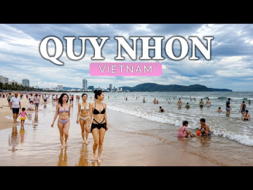 Quy Nhon Beach Walking Tour 🇻🇳 Vietnam's Beautiful Evening Beach Life (4K HDR)
