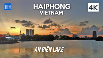 [4K] Haiphong, Vietnam - Beautiful sunset at An Bien Lake - Lach Tray Street